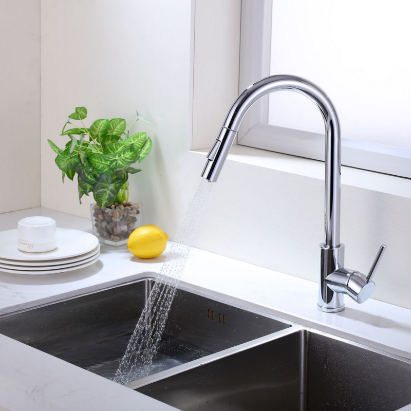 UPC Certified Pull-Down Kitchen Faucet with Sprayer – Chrome Modern ...