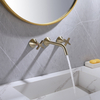 Contemporary Dual Handles Basin Set in Wall Mounted Brass Bathroom Faucet Mixer