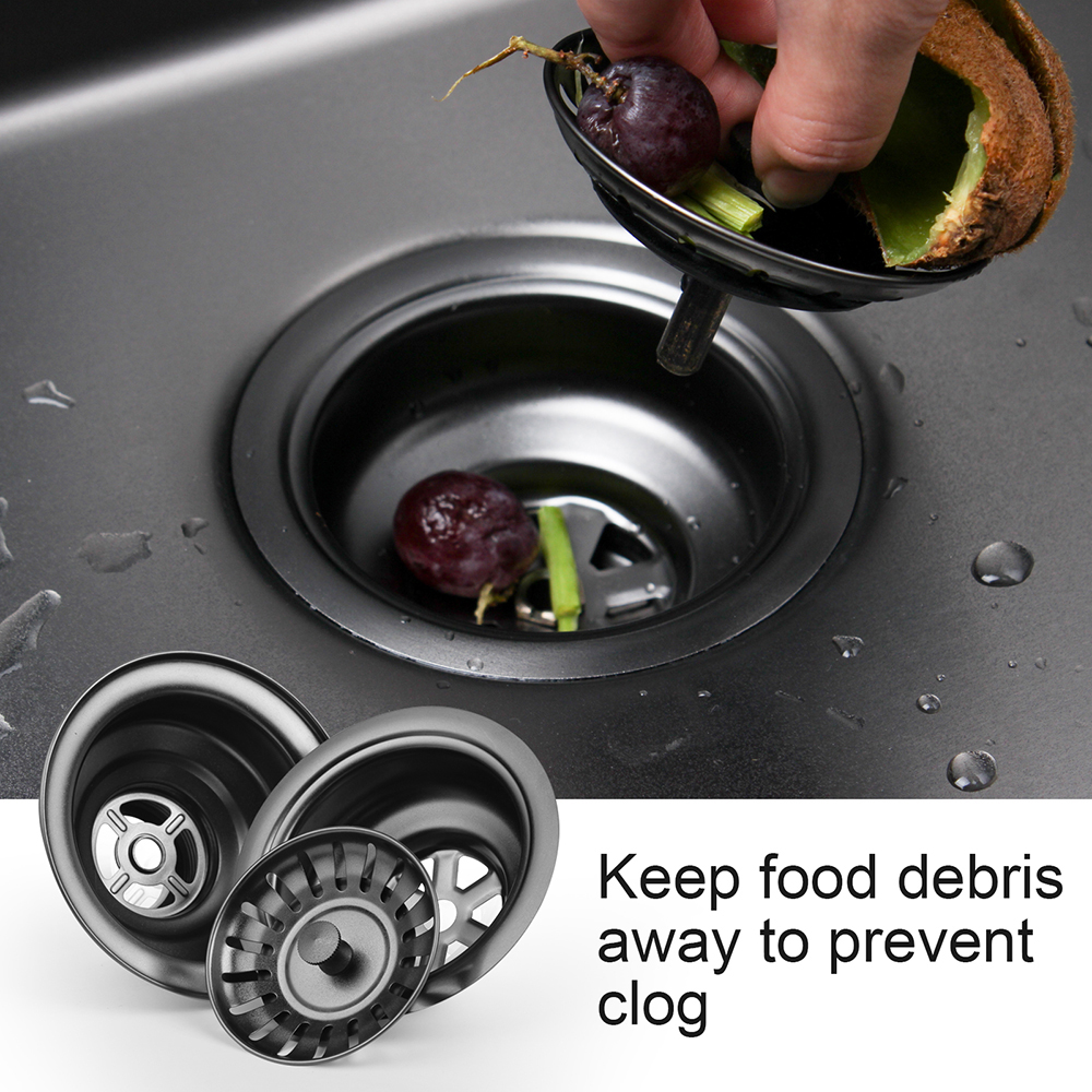 Aquacubic Kitchen Sink Strainer and Stopper Combo Basket Replacement for Standard 3-1/2 inch Drain