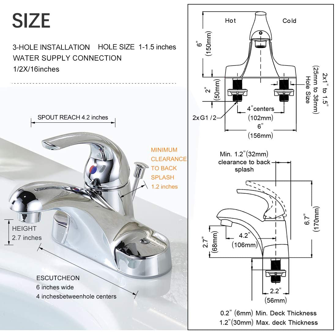Single Handle Commercial Bathroom Faucet Chrome Lead-Free 4 Inch Centerset Bathroom Basin Sink Faucets
