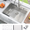 33-in Drop in 304 Stainless Steel Handmade Topmount Kitchen Sink with Faucet 