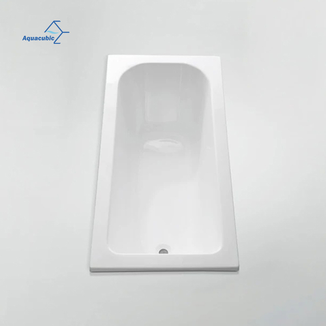 High Quality simple white center drain acrylic drop in rectangular Bathtub Solid Surface Bathtub