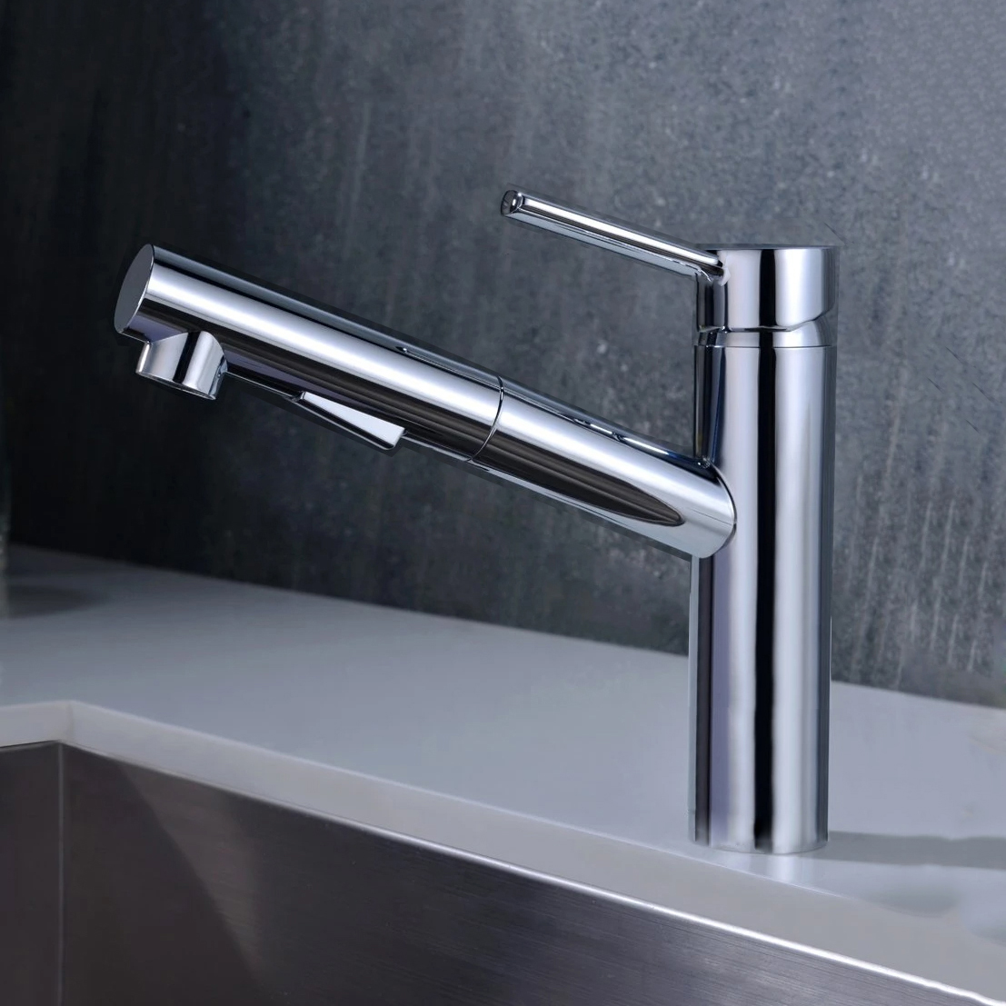 Morden Water Saving Mixer Tap Bathroom Basin Sink Faucet with Pull Out filter Faucet sprayer