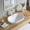 Art Sanitary Ware Supplier White Cheap Ceramic Semi Recessed Vanity Basin