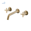 Contemporary Dual Handles Basin Set in Wall Mounted Brass Bathroom Faucet Mixer