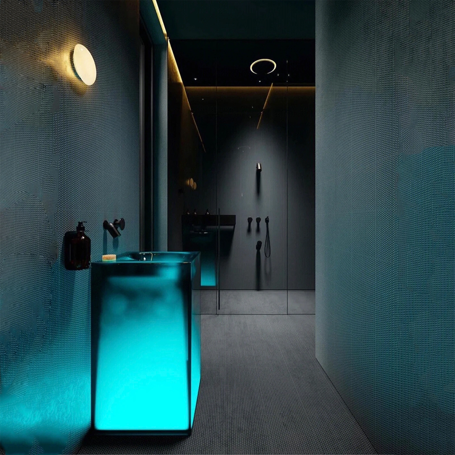 Pedestal sink solid surface hand wash basin resin floor standing washbasin
