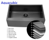 Aquacubic CUPC Certified Gunmetal Black Single Bowl Farmhouse Kitchen Sink