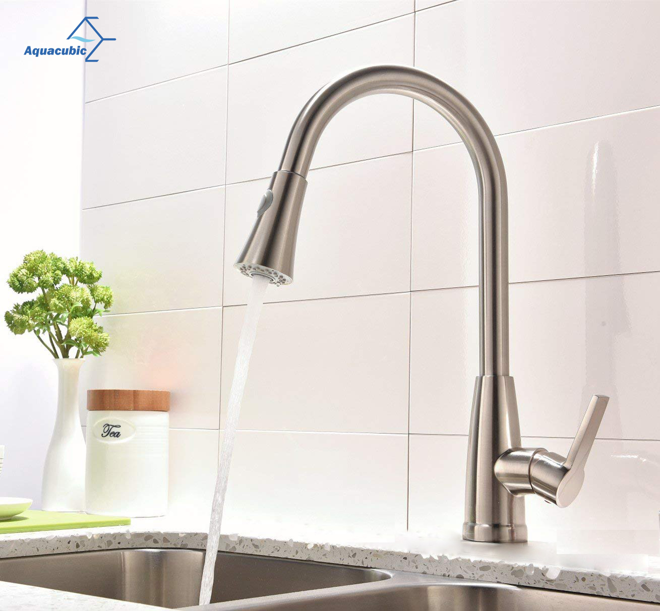 Wholesale kitchen sink faucets Single handle Cold Water Tap Chrome Pull Out Kitchen Faucet