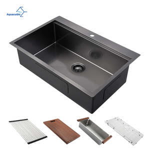 High Quality Manufacturer cUPC Topmount 33" X 22" Gunmetal Black Nano Workstation Stainless Steel Handmade Kitchen Sink