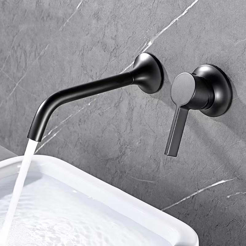 Aquacubic Wall Mount Bathroom Vessel Sink Faucets ,2 Handles Wall Mount Faucet with Brass Rough-in Valve