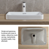 Rectangle Drop In Bathroom Sink White Ceramic Above Counter Semi Recessed Vessel Sink