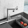 Aquacubic Pot Filler Faucet Brushed Nickel Finish and Dual Swing Joints Design Deck Mount Folding Kitchen Faucet