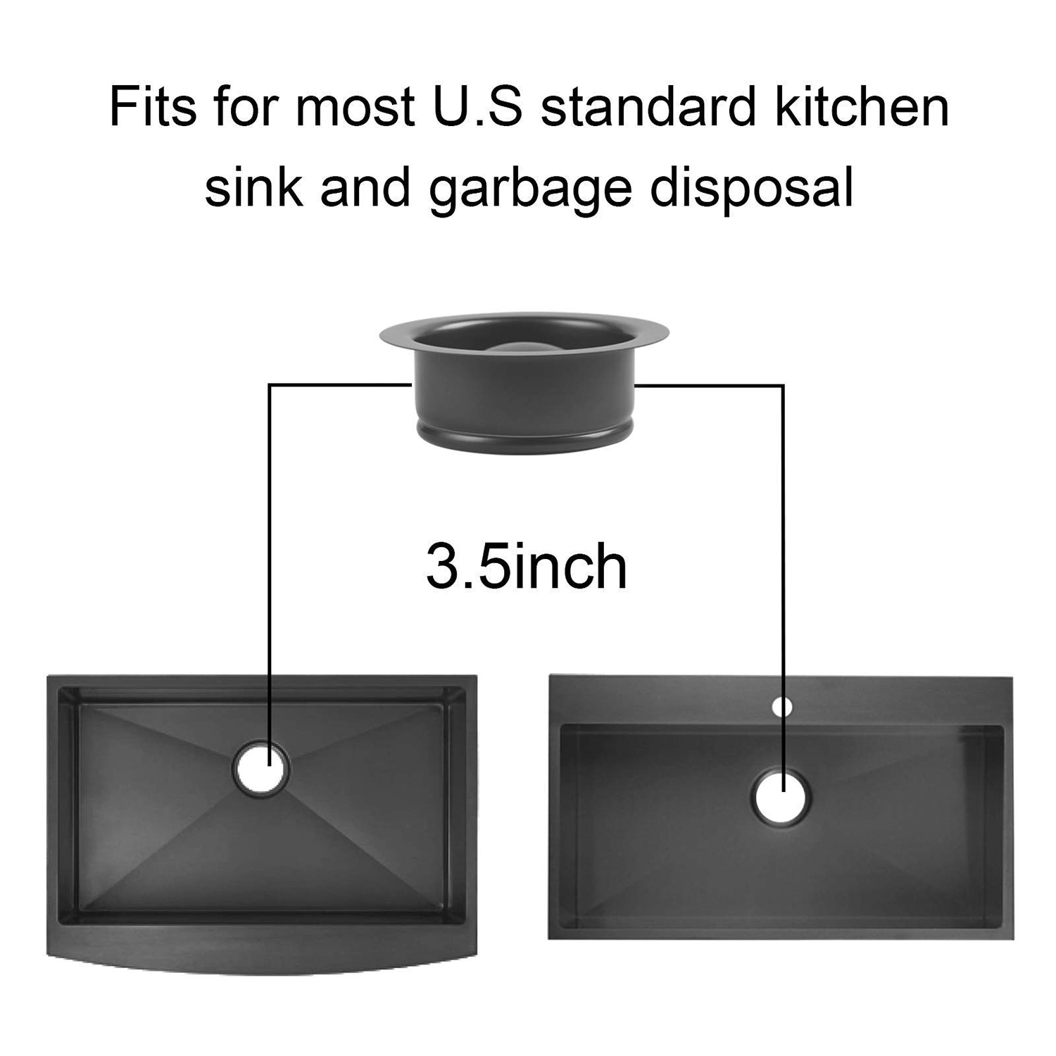 Aquacubic Garbage Disposal Plug Flange Stopper for Kitchen 3-1/2 Inch Sinks - Nano-PVD Gold Removable Tone Stainless Steel