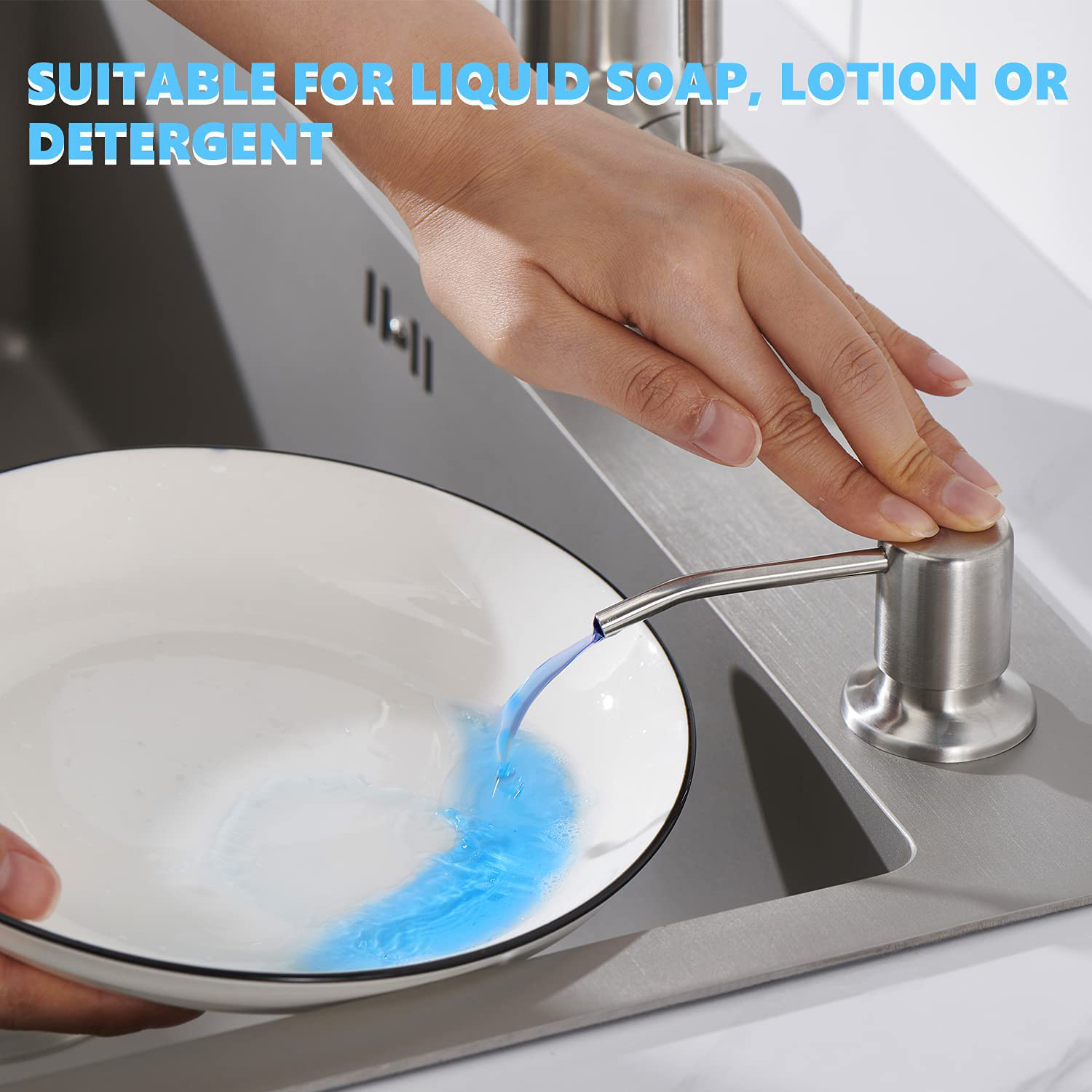 Aquacubic Chrome Kitchen Sink Soap Dispenser and Lotion Dispenser Built in Design Sink Soap Dispenser