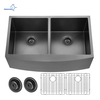 China sink manufacturer 36" Courchevel Farmhouse Apron Mount Double Bowl Stainless Steel Kitchen Sink with Bottom Grid