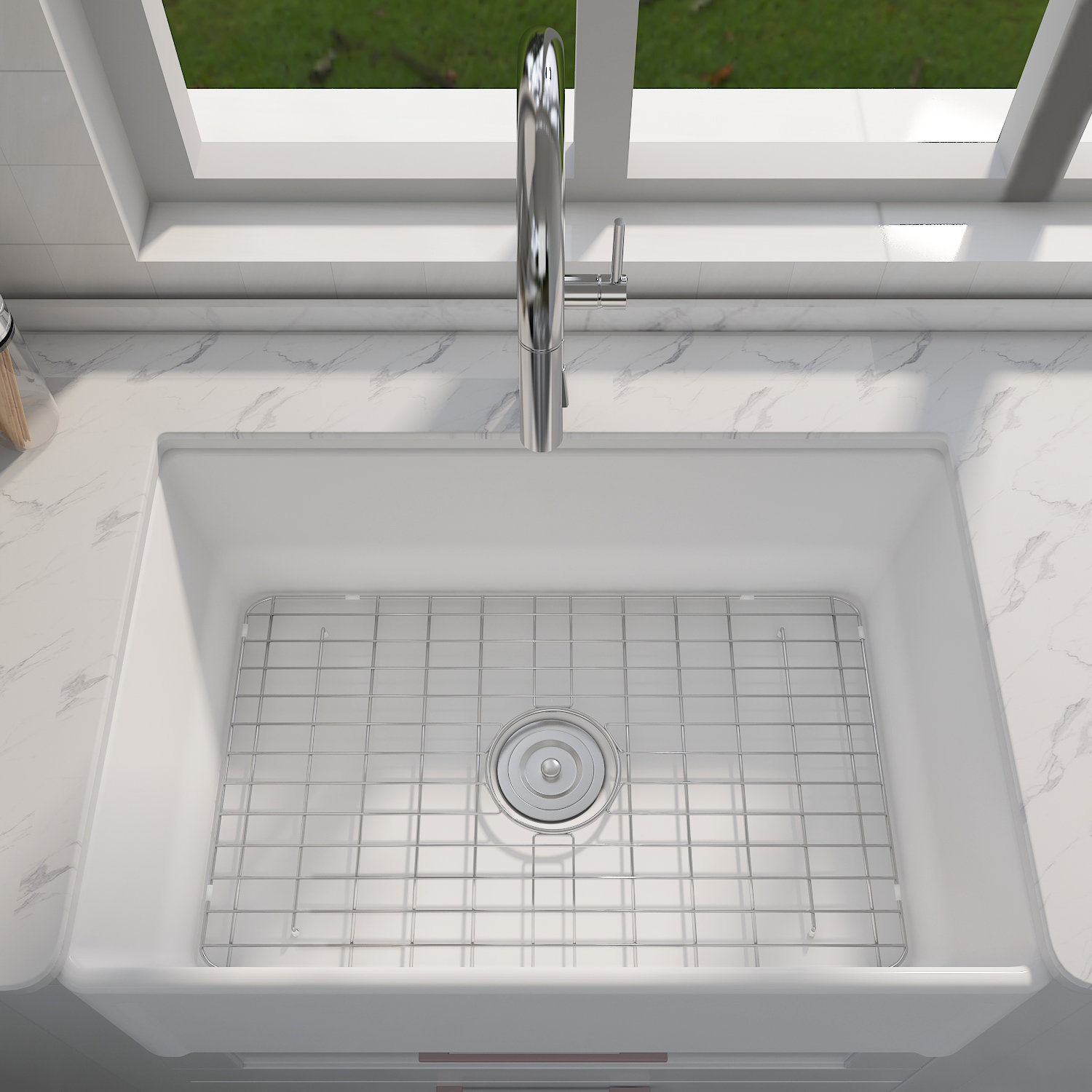 Sinks Protector for Kitchen Sink Stainless Steel Rear Drain Single Bowl Protective Bottom Grid