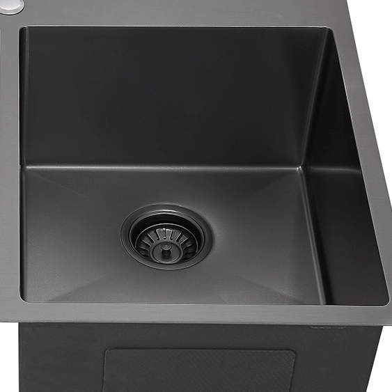 Stainless Steel Handmade Topmount Double Bowl Kitchen Sink with One Faucet Hole