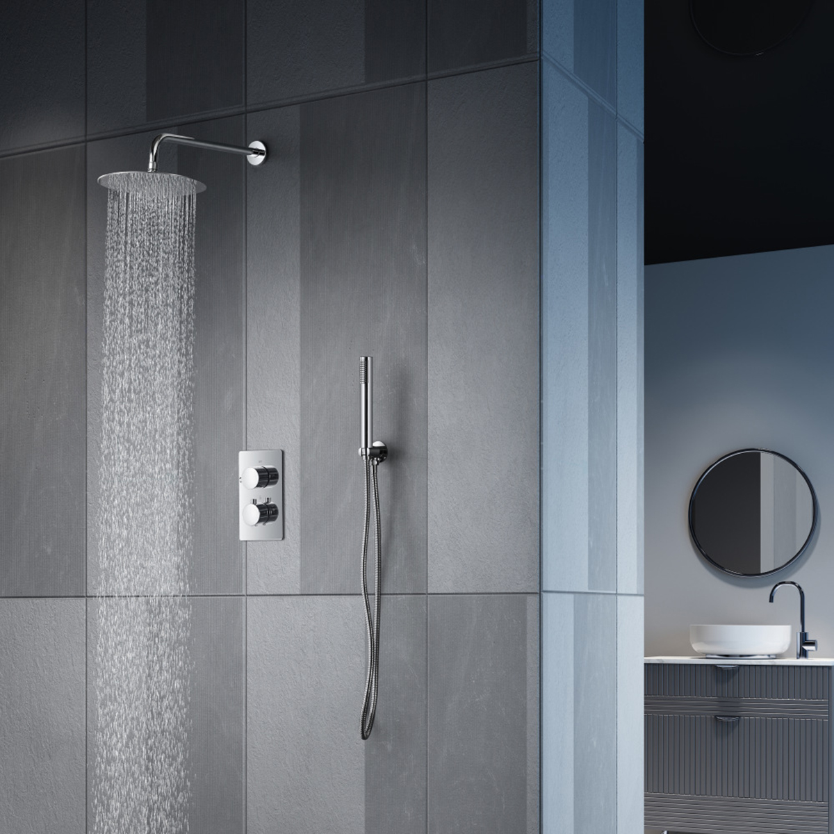 Luxury Bathroom Concealed Brass 10 Inch Shower System Set and Thermostatic Mixer valve