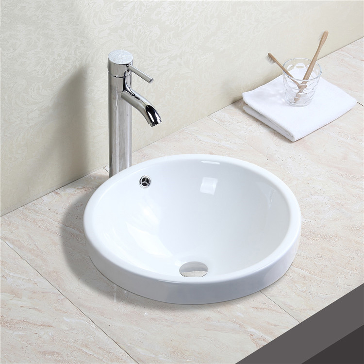 China suppliers Round Shape semi Inset Ceramic Hand Wash Basin