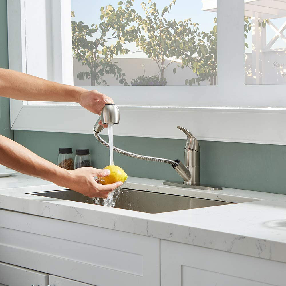American Beige Sprayer RV Single Handle Pull Out Kitchen Sink Tap for Kitchen Faucet