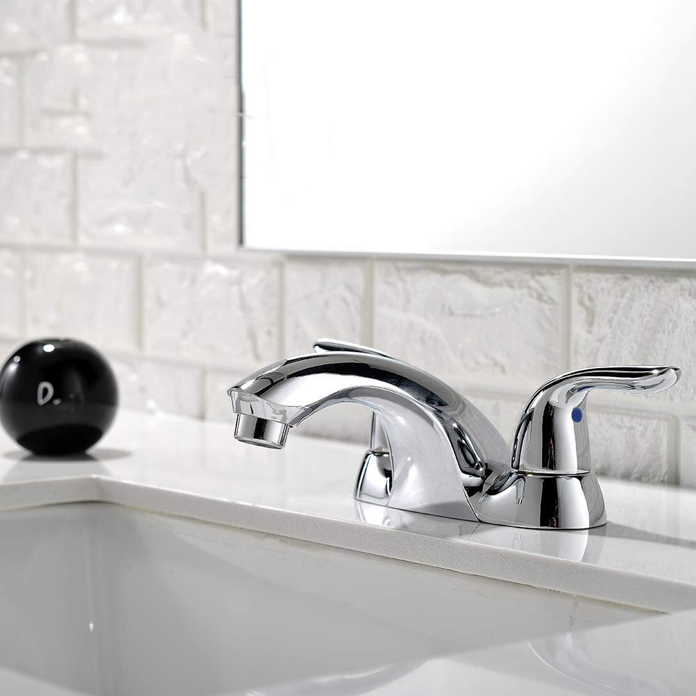 Bathroom 4 Inch Centerset Bathroom Lead-Free Two-Handle Center-Set Lavatory Basin Faucet