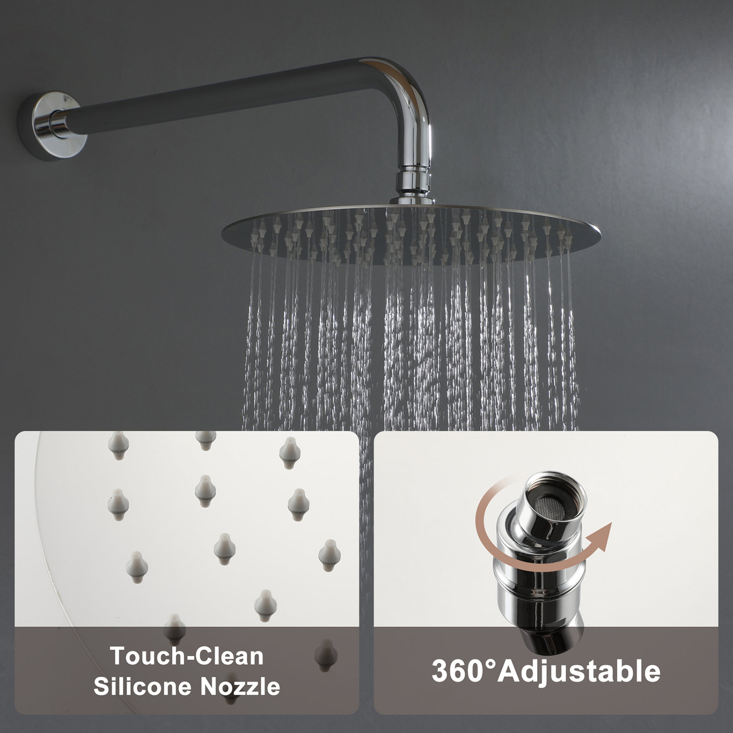 Aquacubic cUPC Chrome Double Handle Shower Faucet Set 10" Rain Shower Head with Handheld Shower