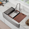 cUPC 33 Farm Sink Apron Front Workstation Handmade Stainless Steel Farmhouse Kitchen Sink with Ledge