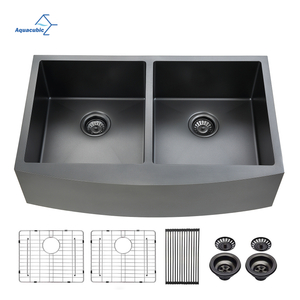 33x21 Gunmetal Black Divided 50/50 Farmhouse Kitchen Sink 304 Stainless Steel 9 Inch Deep Double Basin Apron Front Farm Sink for Kitchen