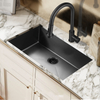 Matte Black Modern Undermount Nano Stainless Steel Kitchen Sink