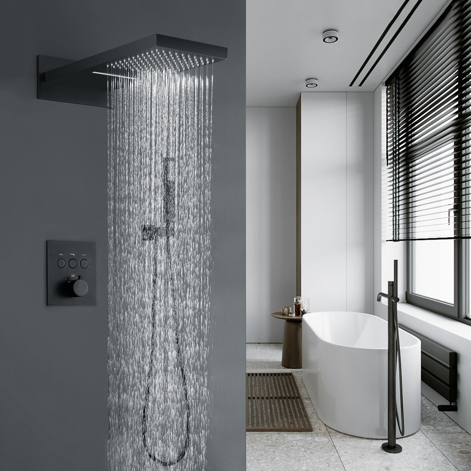 China supplier Wall Mounted 3 Functions Bath&Shower Faucet Set Rainfall Waterfall Shower System for Bathroom
