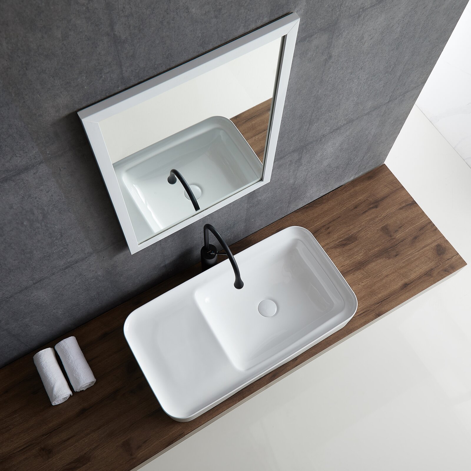 Custom Special Shape White Bathroom Vessel Sinks Above Porcelain Countertop Ceramic Art Wash Basin