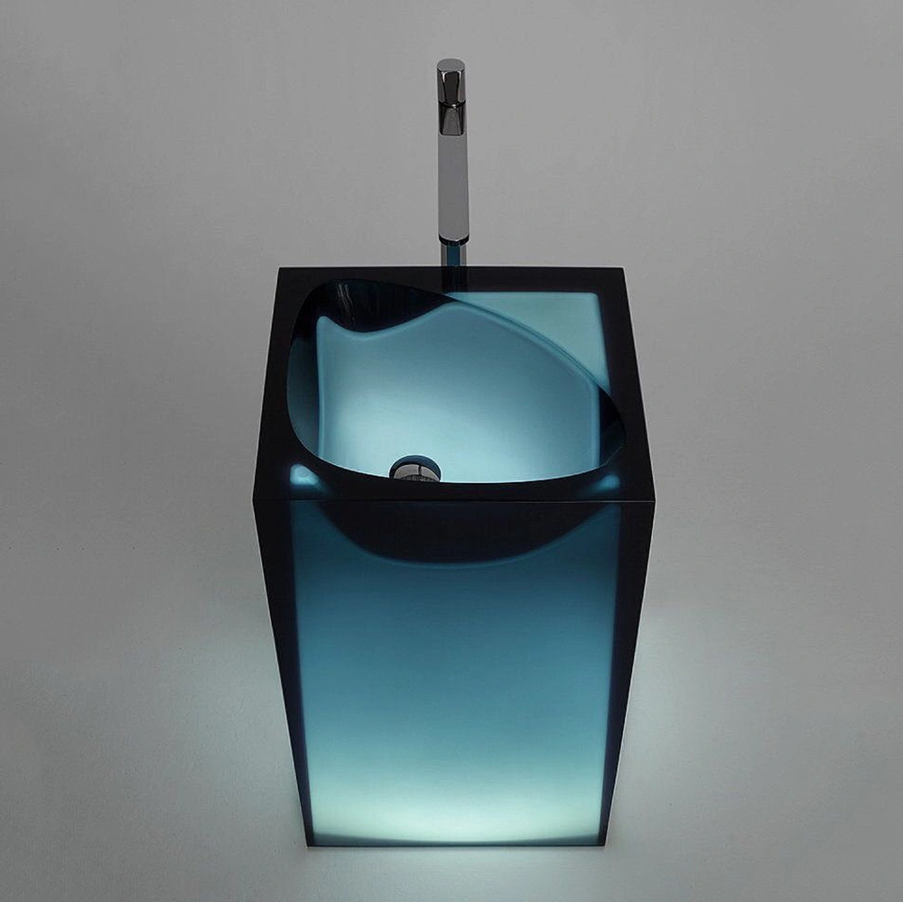 Pedestal sink solid surface hand wash basin resin floor standing washbasin