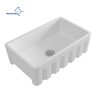 Aquacubic Single Bowl 33 inch Ceramic Kitchen Sink White Reversible Sink with Bottom Grid and Basket Strainer for USA