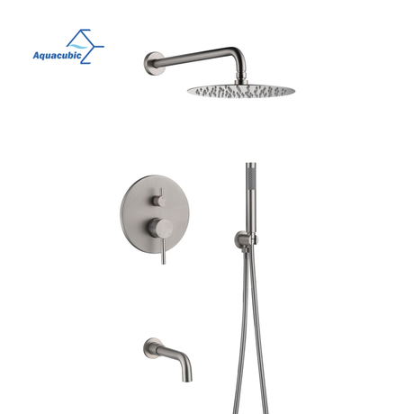 Aquacubic Shower Set Black in Wall Bathroom Brass Kits Rain Rainfall Shower Set Mixer Faucet Set