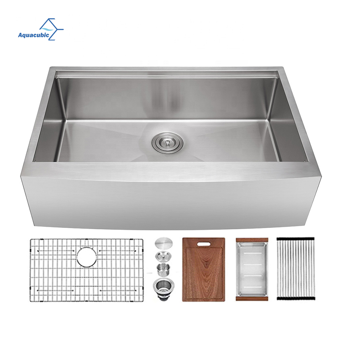 Farmhouse workstation 304 Stainless Steel Handmade Apron Front Kitchen Sink with Ledge