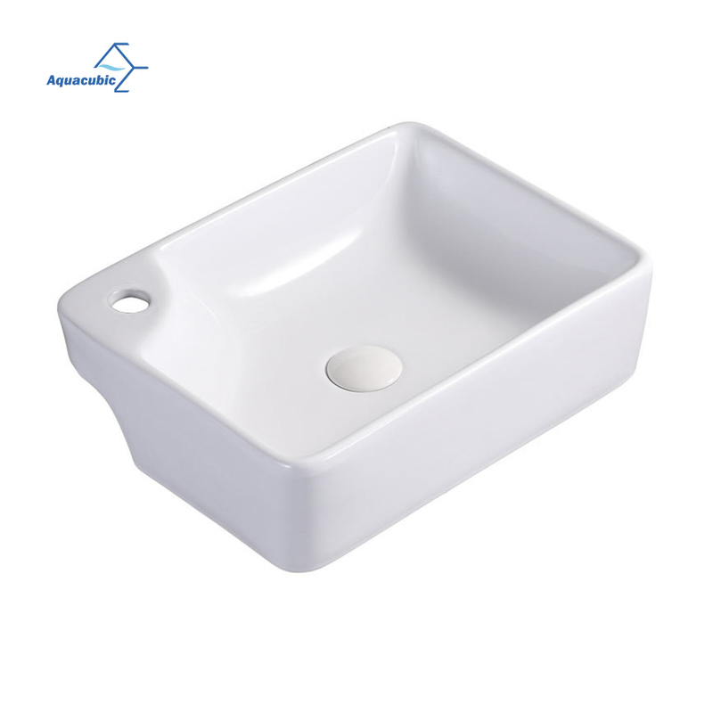 Custom rectangle White Glazed Color Counter Top vessel Basins Bathroom Sink