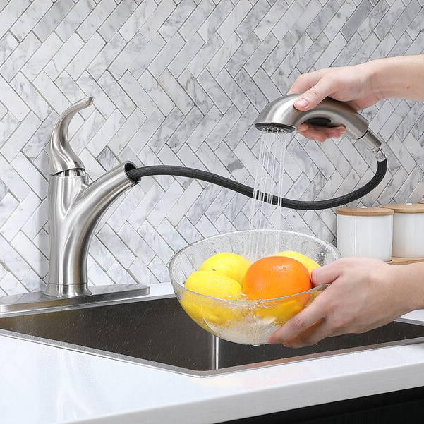 Aquacubic cUPC Pull Out Sprayer Brushed Nickel Spray and Stream Sprayer Kitchen Sink Faucet