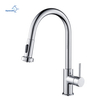 Aquacubic cUPC Unique Chrome Polished Pull Down Kitchen Faucet with Water Saving Aerator
