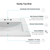 High Standard Thin Edge 24 inch Rectangular Ceramic Countertop Basin Bathroom Hand Wash Sink with three faucet holes
