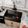 Aquacubic Undermount Black Ceramic Kitchen Sink Fireclay Farmhouse rectangle apron front sink