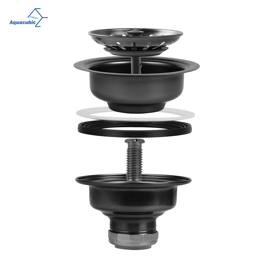 Aquacubic Kitchen Sink Strainer and Stopper Combo Basket Replacement for Standard 3-1/2 inch Drain