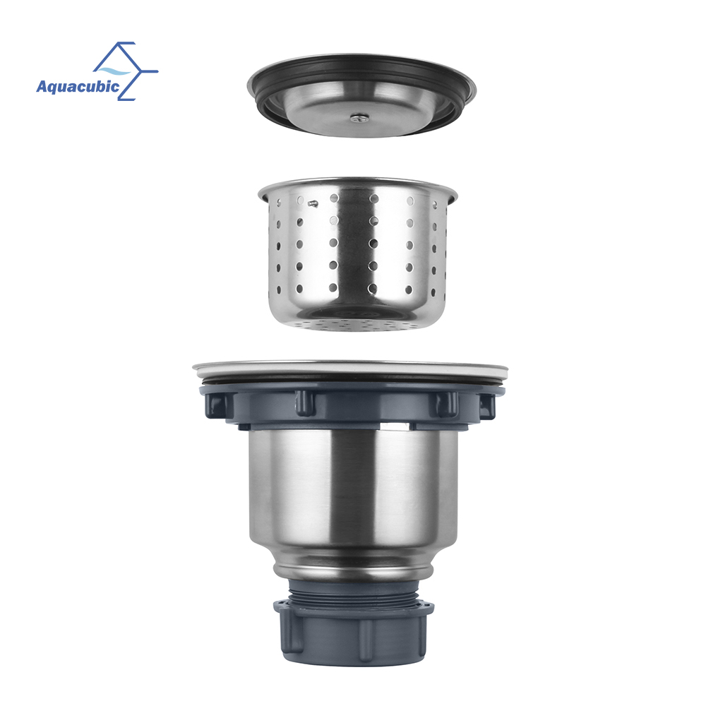 3-1/2 Inch Gunmetal Grey Kitchen Sink Drain Strainer Assembly Kit with Removable Deep Basket & Water Stopper Sealing Lid