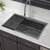 Modern Deep 36"×22" Granite rectangular Single Bowl 304 Stainless Steel handmade Basin Topmount Kitchen Sink