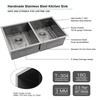 Matte Black Gold Stainless Steel Handmade Topmount Double Bowl Kitchen Sink