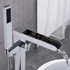 Aquacubic Freestanding Tub Filler Waterfall Bathtub Faucet Floor Mount Brass Bathroom Faucets with Hand Shower