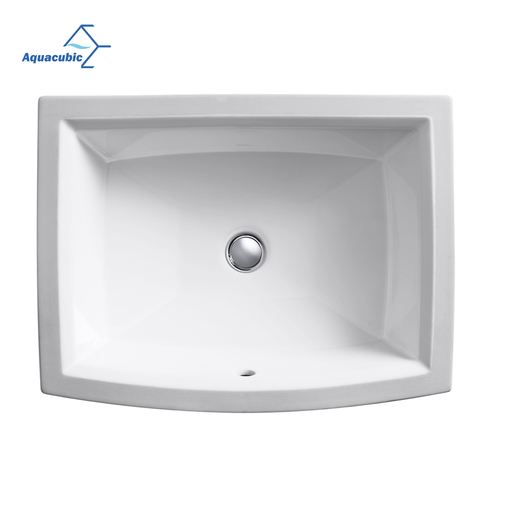 Aquacubic Modern Design Household White Sink Rectangular Bathroom Ceramic Hand Washing Undermount Sinks 