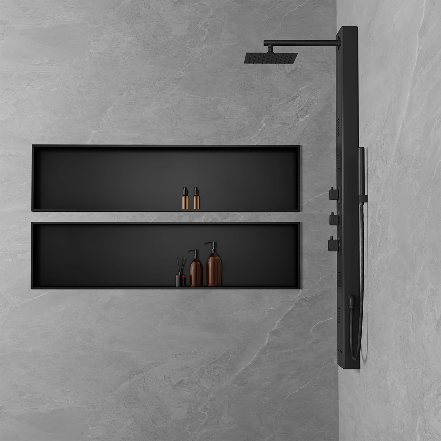 Hot Sale Large 48 inch Black Bathroom Decoration Recessed Shower Niche Metal Niche