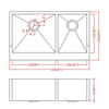 33 Inch 304 Stainless Steel Handmade 60/40 Double Bowl Farmhouse Stainless Steel Sink Supplier