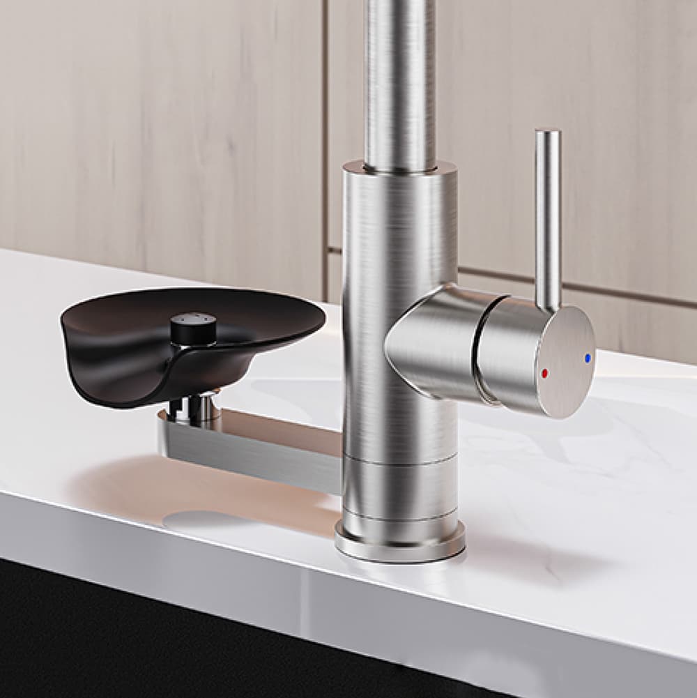 2026 New Design Stainless Steel Pull-Out Kitchen Faucet with Glass Rinser