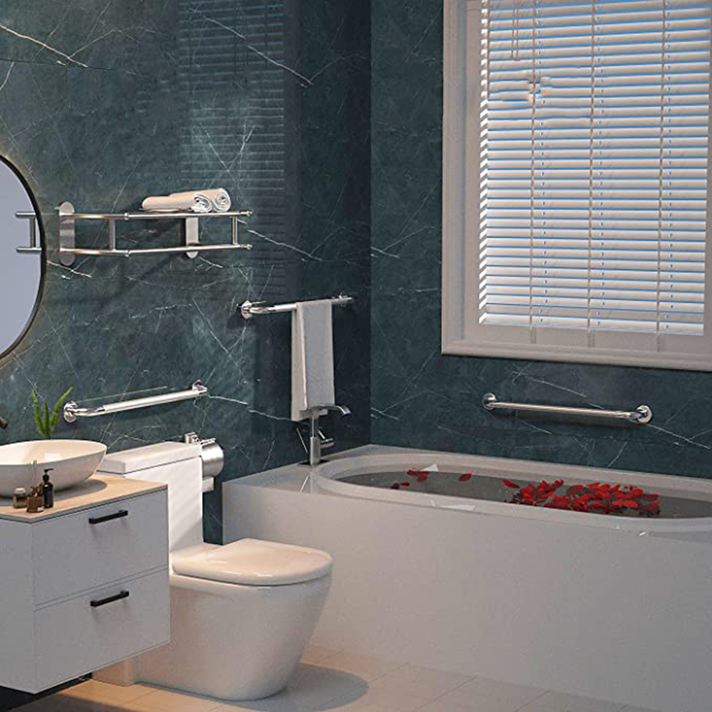 16" Stainless Steel Shower Grab Bar – Safety Handrail for Bathroom, Elderly & Handicap Support, Non-Slip Bath Handle (ADA compliant)